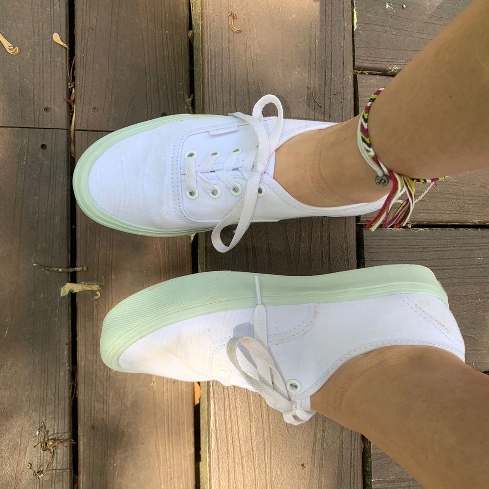 White and Green Ultra Cush Authentic Vans